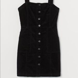 Corduroy black button up dress